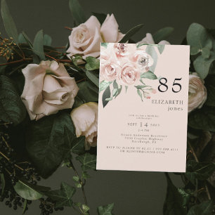 Blush Floral 85E Anniversaire fête II Invitation