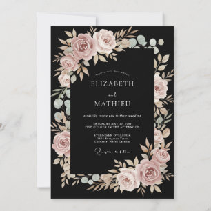 Blush Floral Arch Romance Wedding Invitation