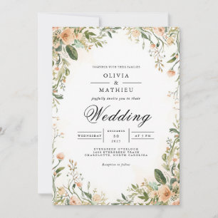 Blush Floral Archway Romance Wedding Invitation