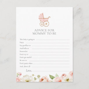 Blush Floral Baby Shower Advice for Mommy Card