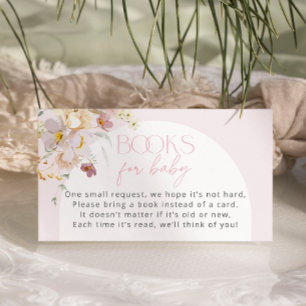Blush Floral Baby Shower Books for Baby Enclosure Card