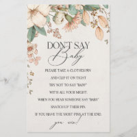 blush floral baby shower dont say baby game