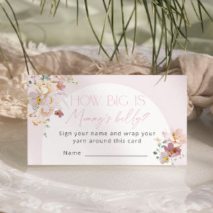 Blush Floral Baby Shower How Big is Mommy’s belly  Enclosure Card