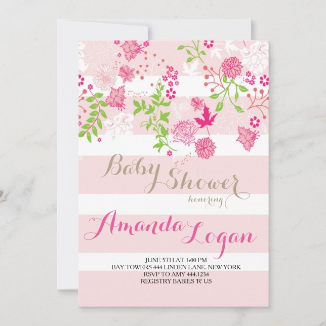 Blush Floral Baby shower Invitations d'anniversair (Devant)