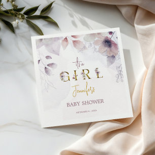 Blush Floral Baby Shower Napkins Gold Lettering