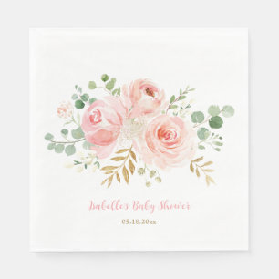 Blush Floral Baby Shower Personalized Napkins