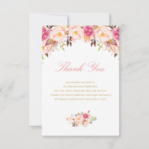 blush floral baby shower thank you card