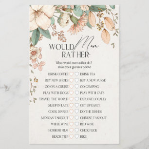 blush floral baby shower would mom rather game 