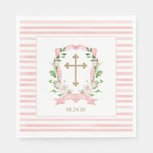 Blush Floral Baptism Napkin
