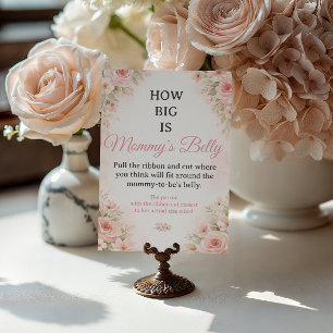 Blush Floral Belly Size Baby Shower Game Sign