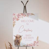 Blush Floral Boho Highland Cow Calf Baby Shower