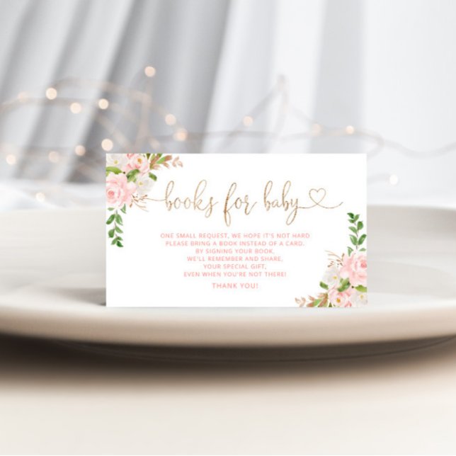  Blush floral books for baby ticket enclosure card (Creator Uploaded)