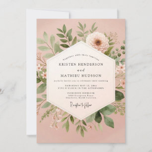 Blush Floral Botanical Romance Wedding Invitation