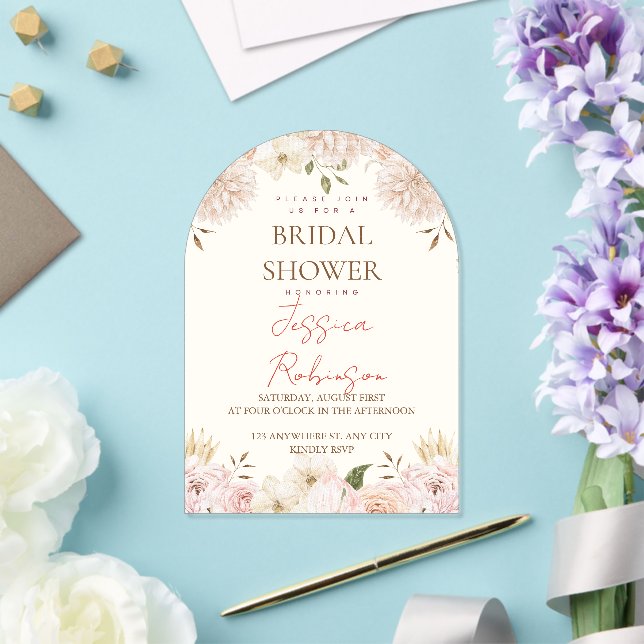 Blush Floral Bridal Shower Acrylic Invitations (Insitu (Wedding))