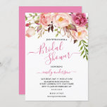 Blush Floral Bridal Shower  Invitation<br><div class="desc">Beautiful floral boho wedding bridal shower invitation features hand-painted watercolor floral graphics / roses in rich tones of lovely pink and blush pink / peach and charming hand lettering style font. Please contact me for any help in customization or if you need any other product with this design.</div>