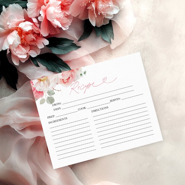 Blush Floral Bridal Shower Recipe Cards (Creator Uploaded)