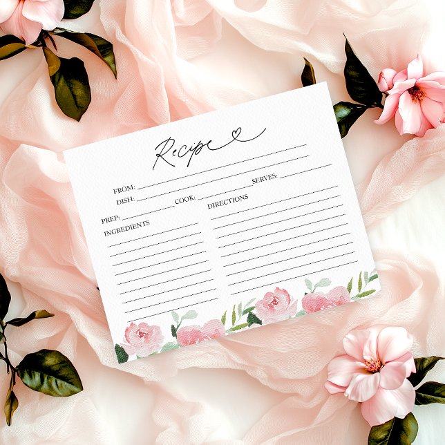 Blush Floral Bridal Shower Recipe Cards (Creator Uploaded)