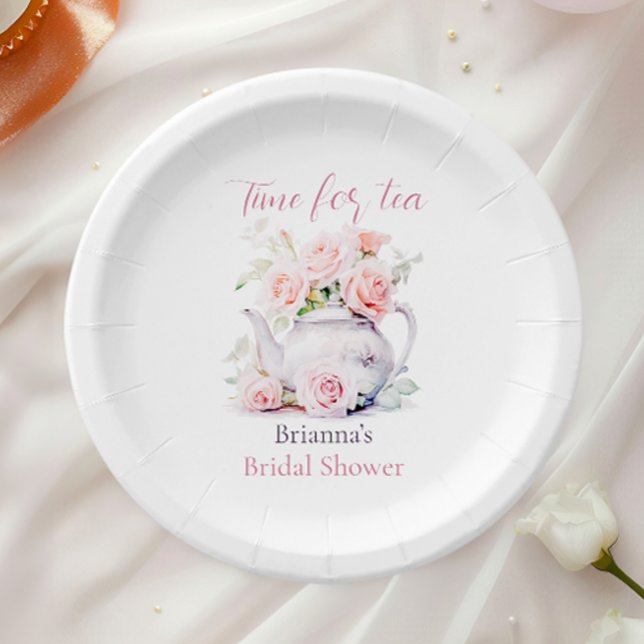 Blush Floral Bridal Tea Party  Paper Plate (Creator Uploaded)