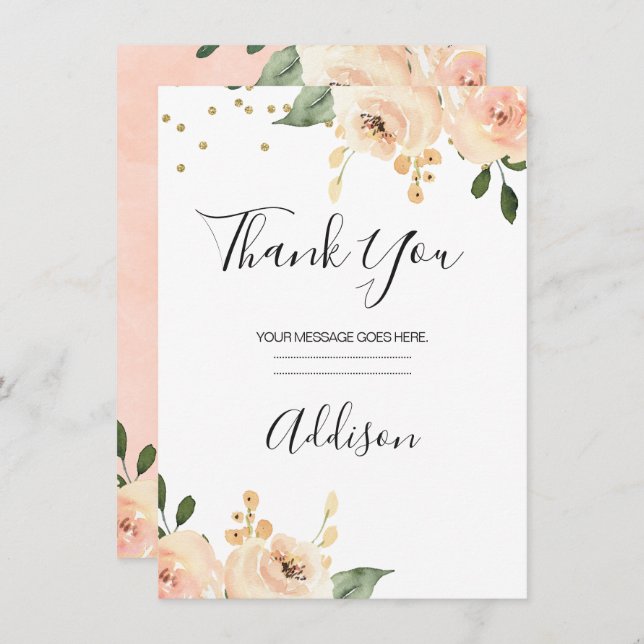 Blush Floral Bridal Thank You Card (Front/Back)