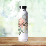 Blush Floral Bride Water Bottle<br><div class="desc">Multiple colours available. Personalize with your name or title.</div>