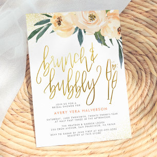 Blush Floral Brunch & Bubbly Bridal Shower Invitation