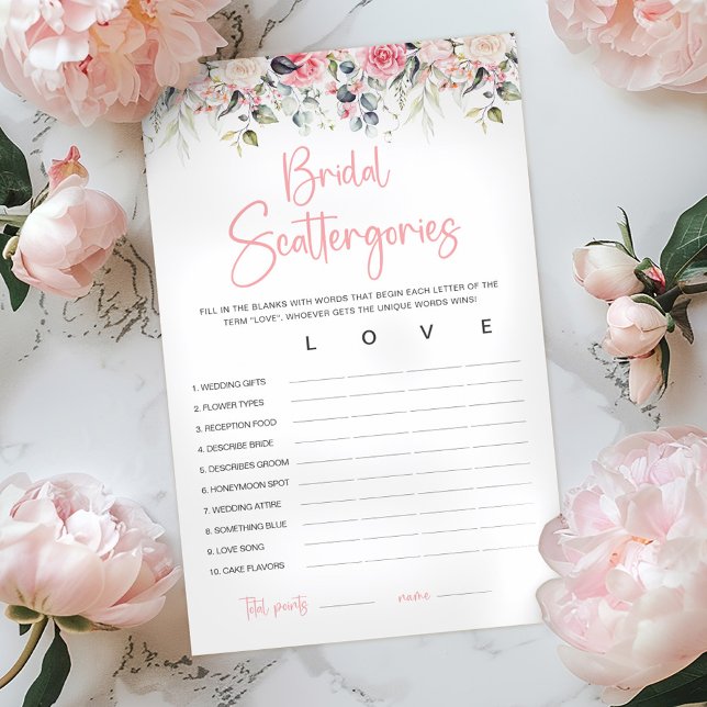 Blush Floral | Carte de jeu Bridal Scattergories (Créateur téléchargé)