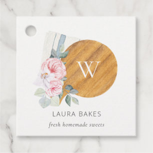 Blush Floral Chopping Board Napkin Catering Favour Tags