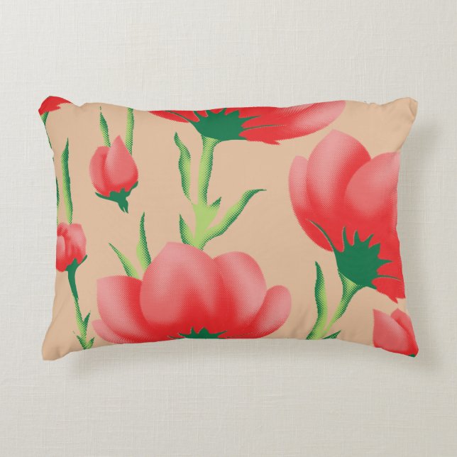 Blush Floral Cozy Throw Pillow (Front)