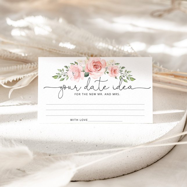 Blush floral  Date night ideas. Date jar Enclosure Card (Creator Uploaded)
