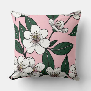 Blush Floral Design – Soft Botanical Throw Pillow
