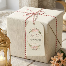 Blush Floral Eid Mubarak Gift Tag Elegant Islamic 