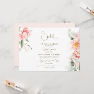 Blush Floral Elegant Bridal shower Horizontal Invitation