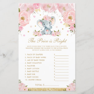 Blush Floral Elephant The Price is Right Game