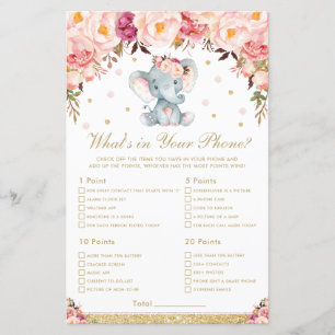 Blush Floral Elephant What's In Your Phone Game