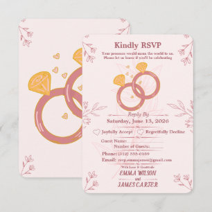 Blush Floral Engagement RSVP Card Editable