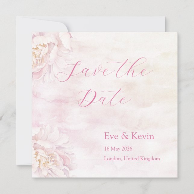 Blush Floral Enregistrer la carte Date - Aquarelle (Devant)