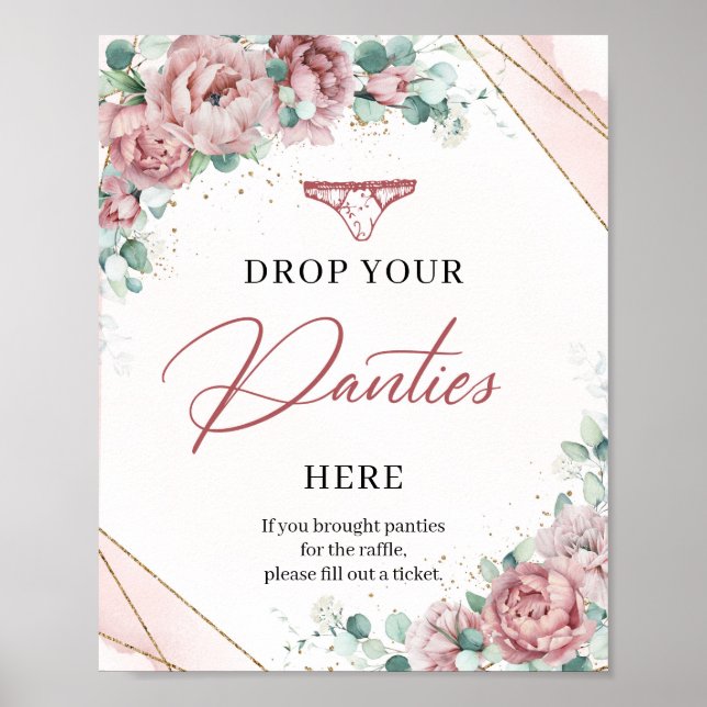 Blush floral eucalyptus Drop your Panties here Poster (Front)