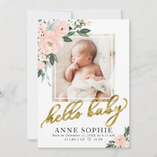 Blush Floral Faire-part de naissance & Carte de re