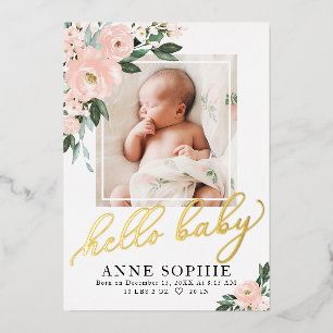 Blush Floral Faire-part de naissance & Carte de re