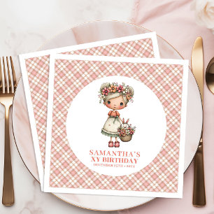 Blush Floral Fairy Cute 3rd Birthday Party Napkins