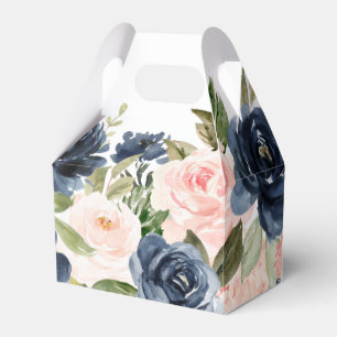 Blush Floral Favour Boxes Dusty Blue Favours