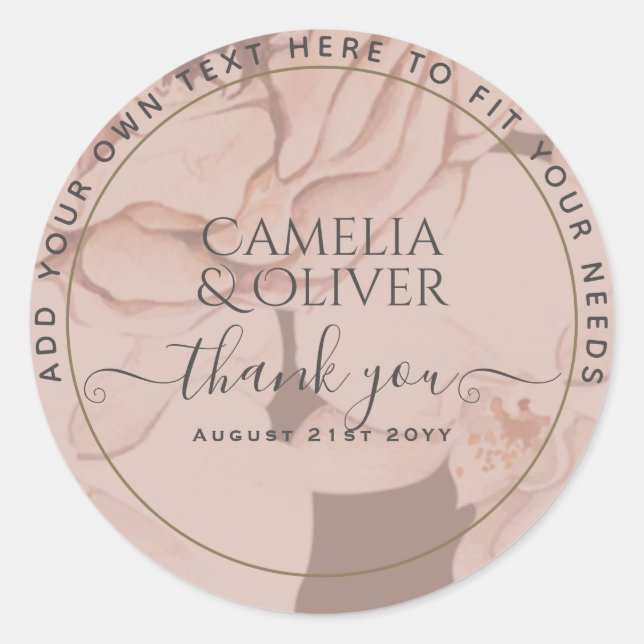 Blush Floral Favour Thank You Classic Round Sticke Classic Round Sticker (Front)