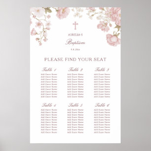 Blush Floral Frame Baptism Seating Chart