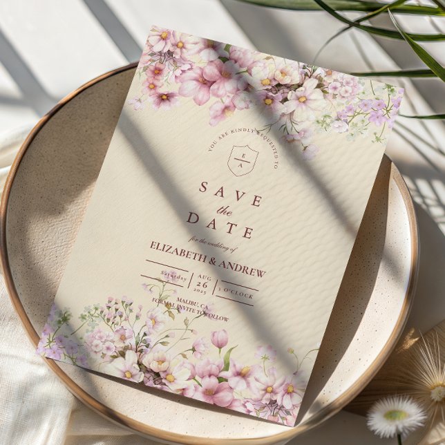 Blush Floral Garden Wedding Save The Date (Creator Uploaded)