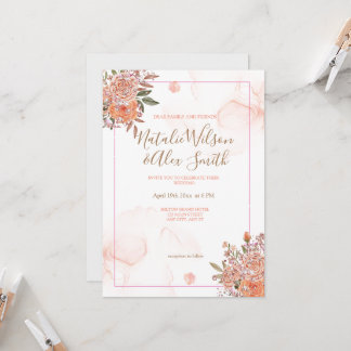 Blush Floral Glittery Faire-part de mariage