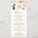 Blush Floral & Gold Dust Wedding Menu<br><div class="desc">This elegant wedding menu design features beautiful blush pink watercolor flowers with faux gold glitter confetti and gold dust accents. Coordinating dark gold calligraphy compliments the lovely floral design.</div>