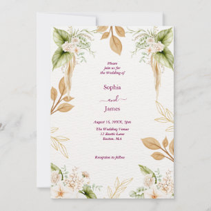 Blush Floral Gold Geometric wedding Invitation