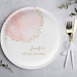 Blush Floral Gold Glitter Dots Bridal Shower Paper Plate<br><div class="desc">This paper plate features a painted watercolor floral petal in blush pink with faux gold glitter dots accents.  For more advanced customization of this design,  Please click the "Customize" button. Matching items are also available.</div>