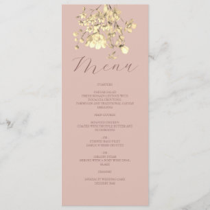Blush Floral Gold Wedding Menu Card
