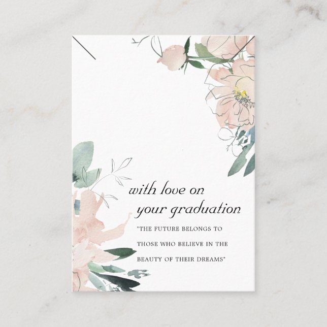 BLUSH FLORAL GRADUATION NECKLACE DISPLAY CARD (Front)